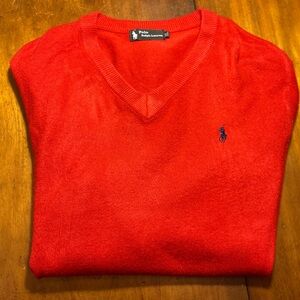 Polo by Ralph Lauren,soft velvety cashmere V neck sweater soft band cuffs waist